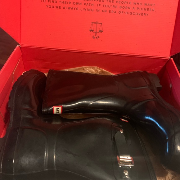 Hunter Black Rain Boots Short Gloss 38 - Picture 6 of 7